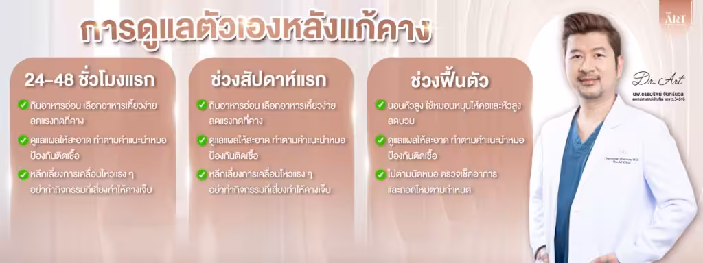การดูแลตัวเองหลังแก้คาง